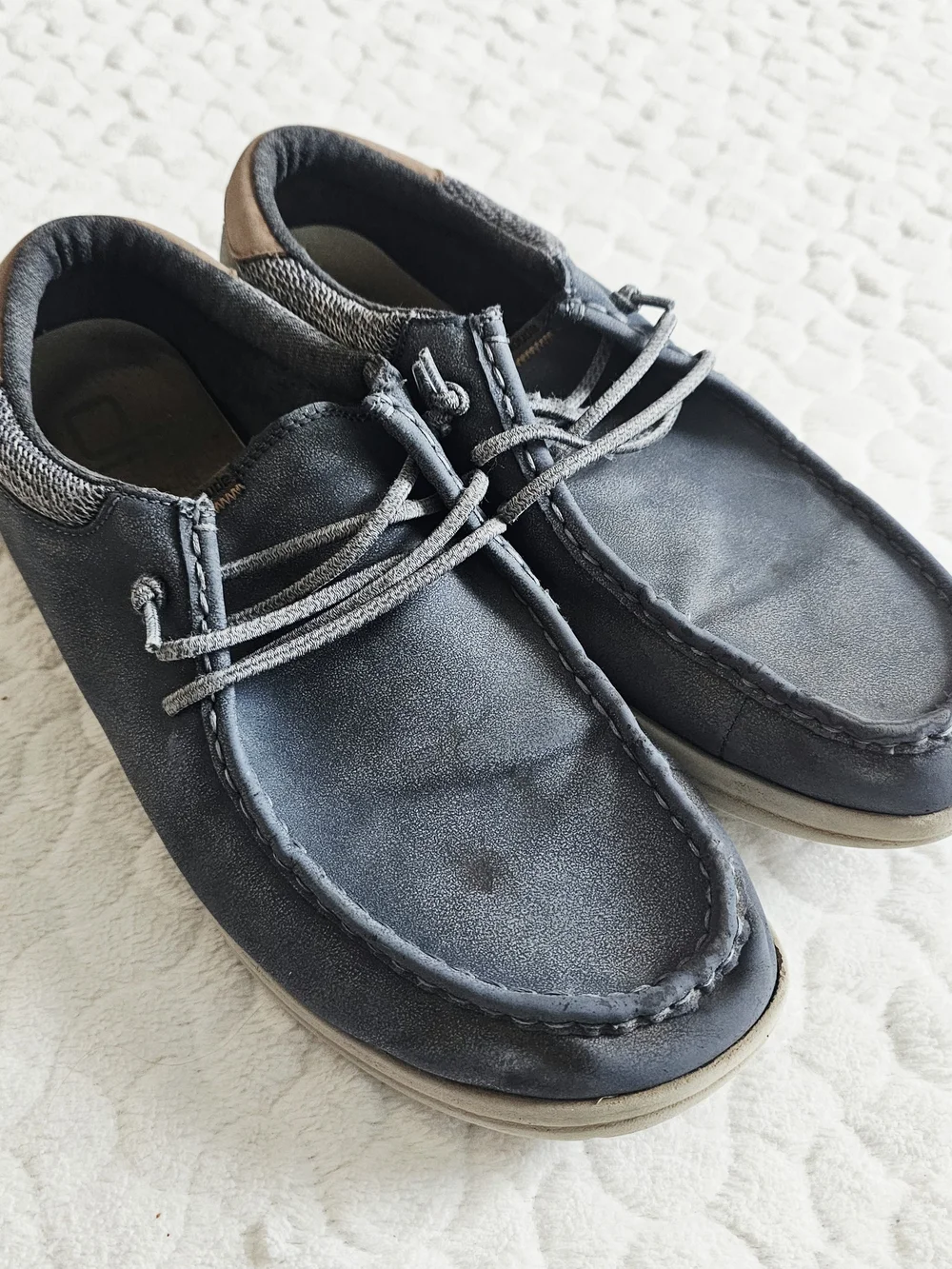 Hey Dudes Men's Casual Navy Grey Moc Toe Lace-Up Shoes